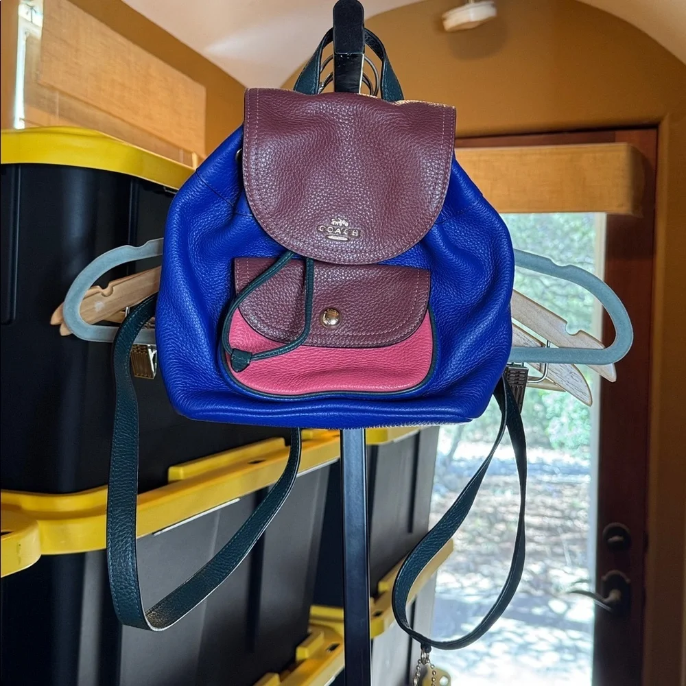 NWOT Coach Pennie Backpack 22” Colorblock Sport Blue Multi - Picture 5 of 13